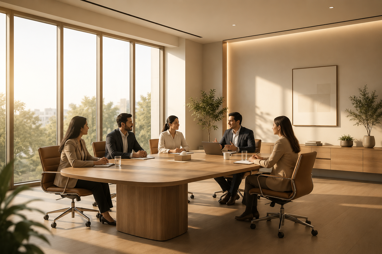 Corporate boardroom meeting